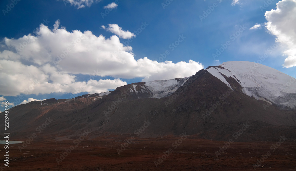 Panoramic view to lakes at Barskoon pass, river and gorge and Sarymoynak pass, Jeti-Oguz, Kyrgyzstan