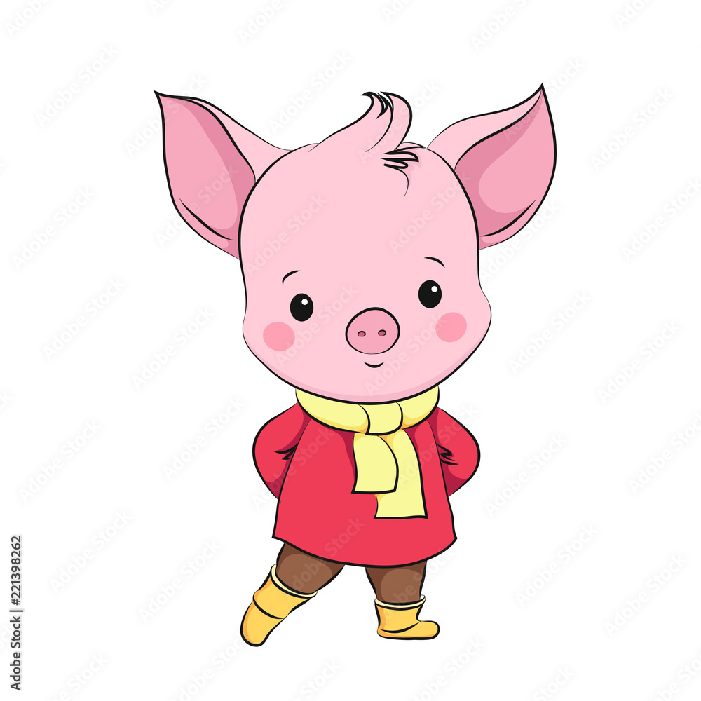 Cute little pig. Cartoon vector character Cute little pig. Cartoon vector character