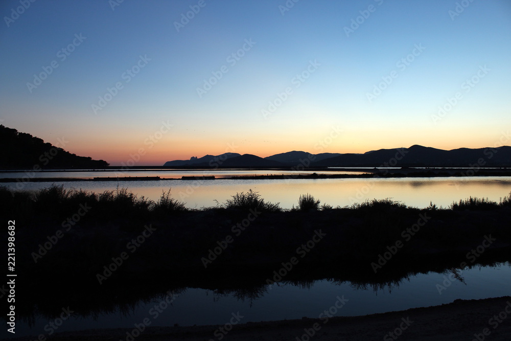 Amazing soft sunset in Ses Salines, Ibiza