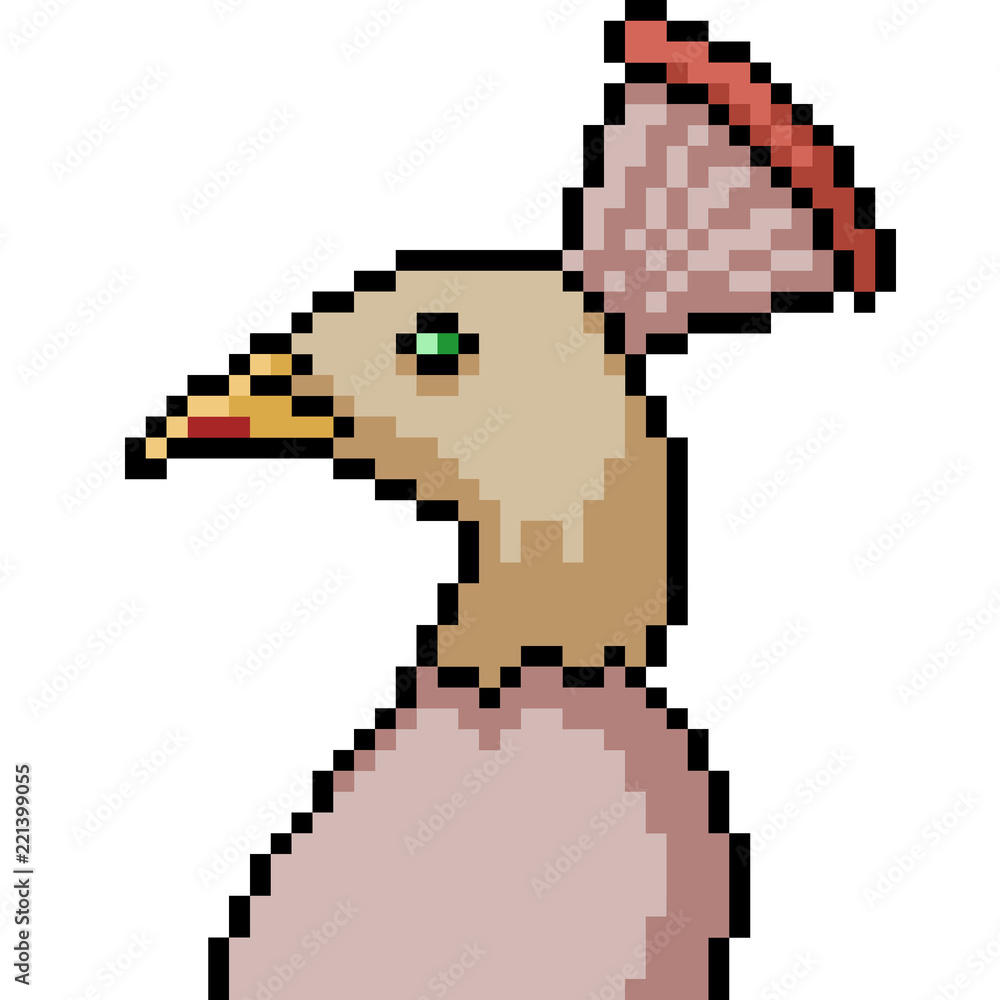 vector pixel art peacock head