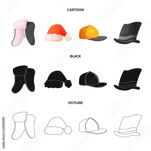 Vector illustration of headwear and cap icon. Set of headwear and accessory stock symbol for web.