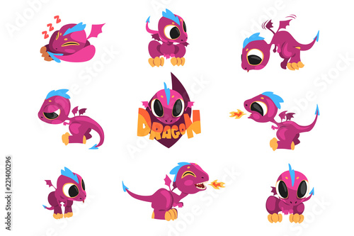 Collection of cartoon baby dragon for game design
