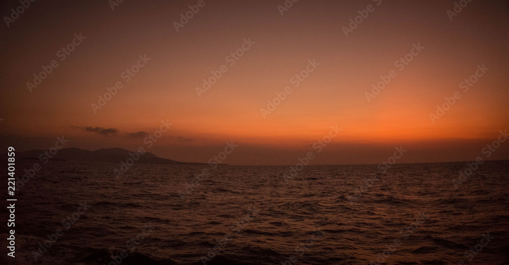 Morning on the Magical sunrise over sea with pink color on the karimun jawa indonesia