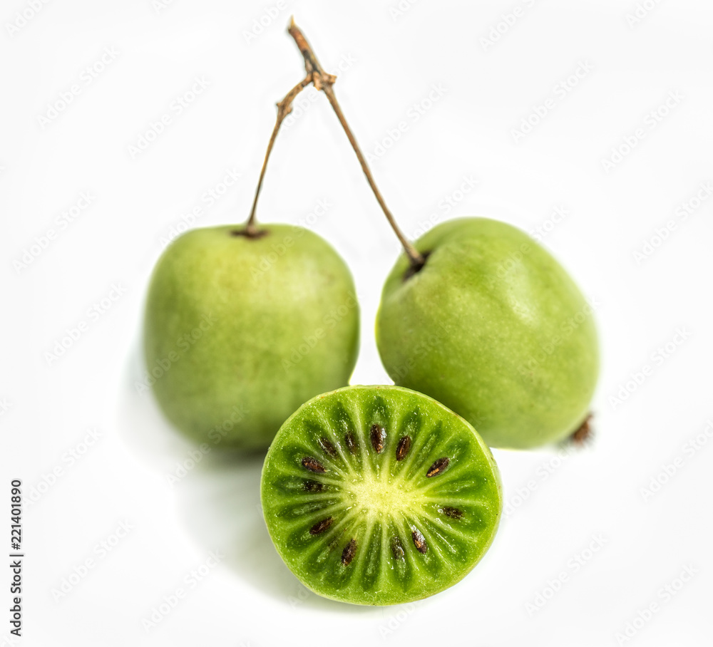 Isolate of Actinidia fruit of the far East on a white background.