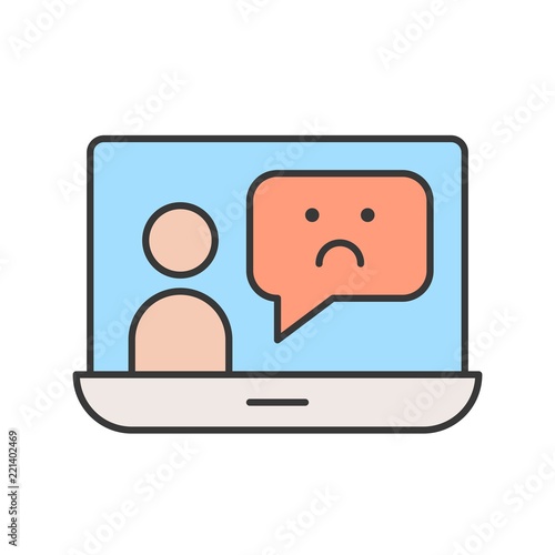 Fotografía unsatisfied communication people on screen laptop, response and survey concept e