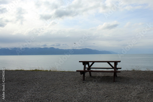 Pic nic bench overlooking icelandic landscape © laura