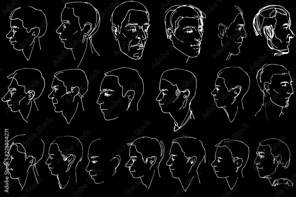 Naklejka premium vector sketch of a beautiful man profile