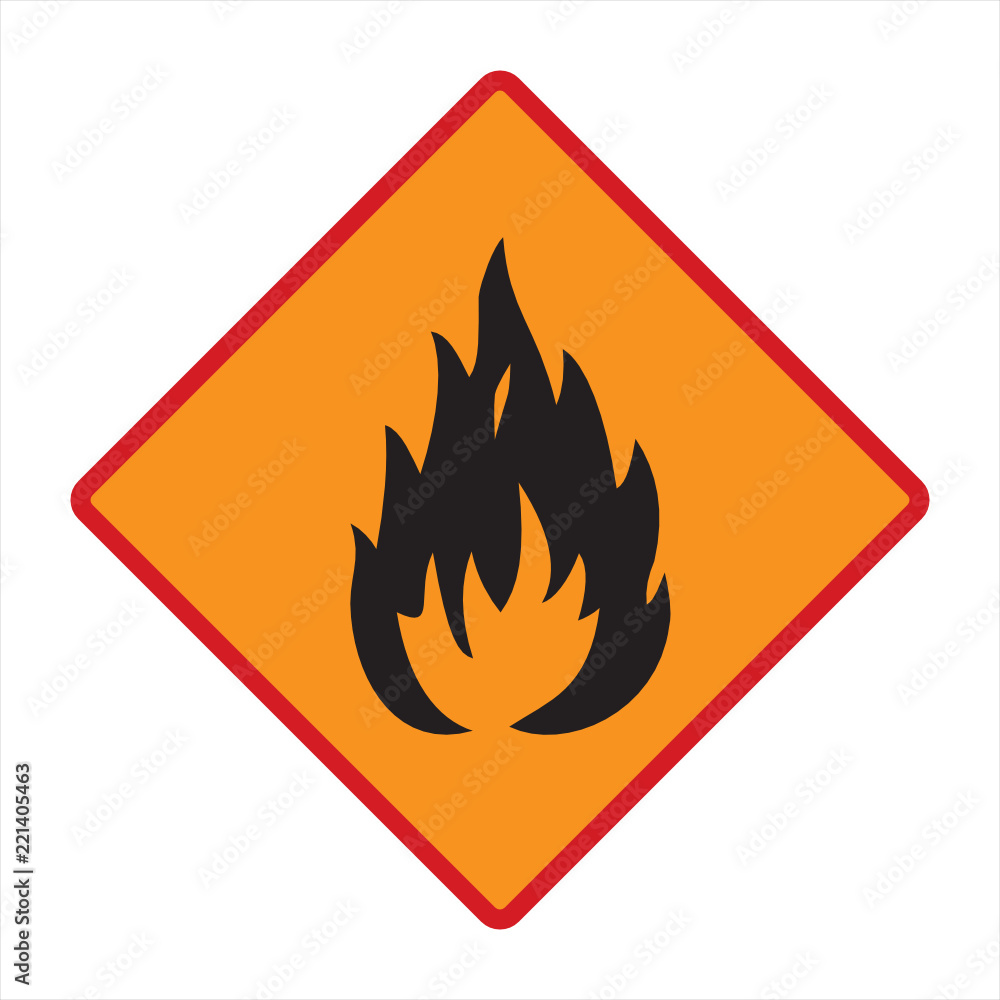 flammable! technical warning sign