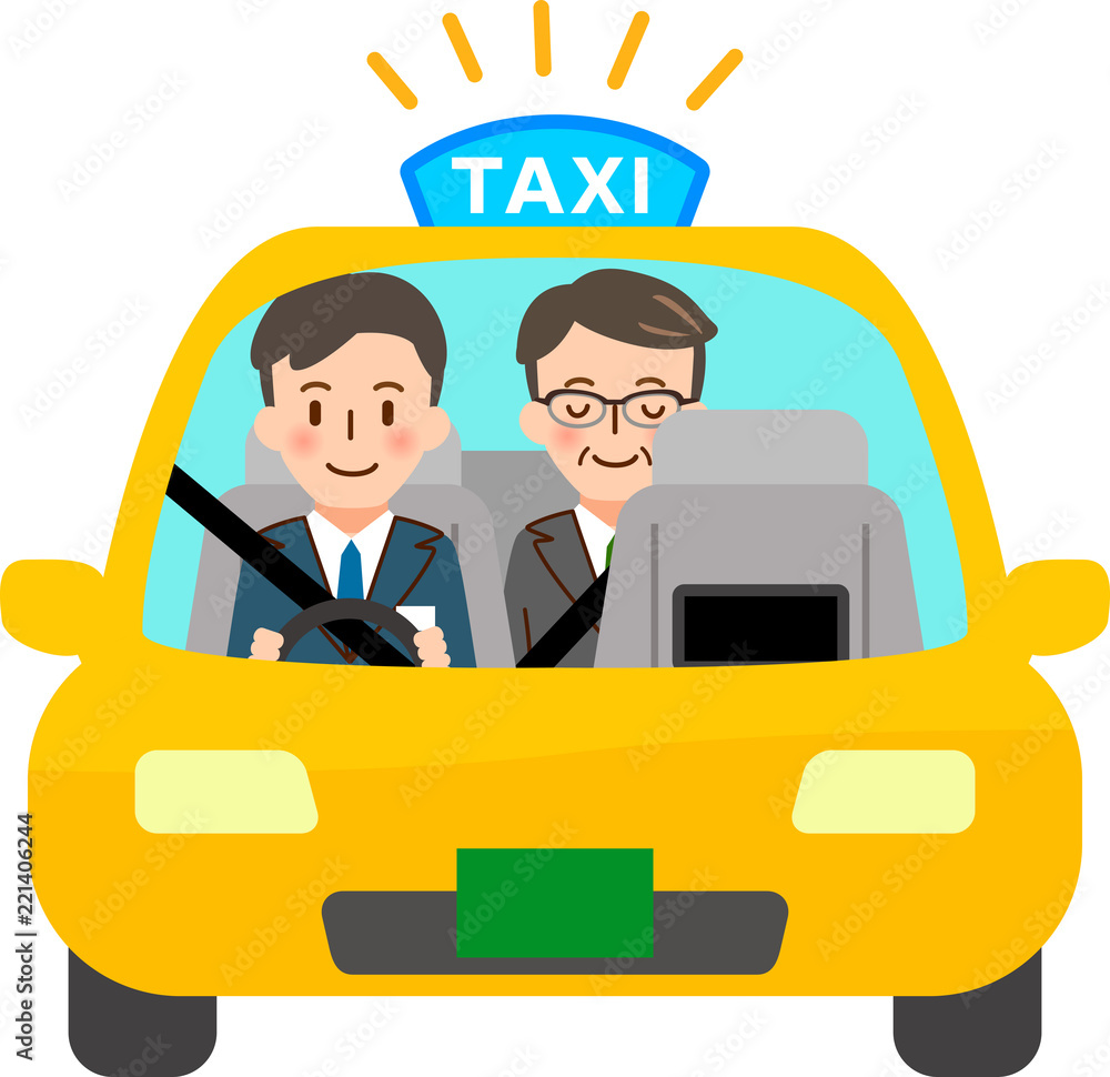 タクシーに乗った運転手と乗客 正面 Stock Vector Adobe Stock