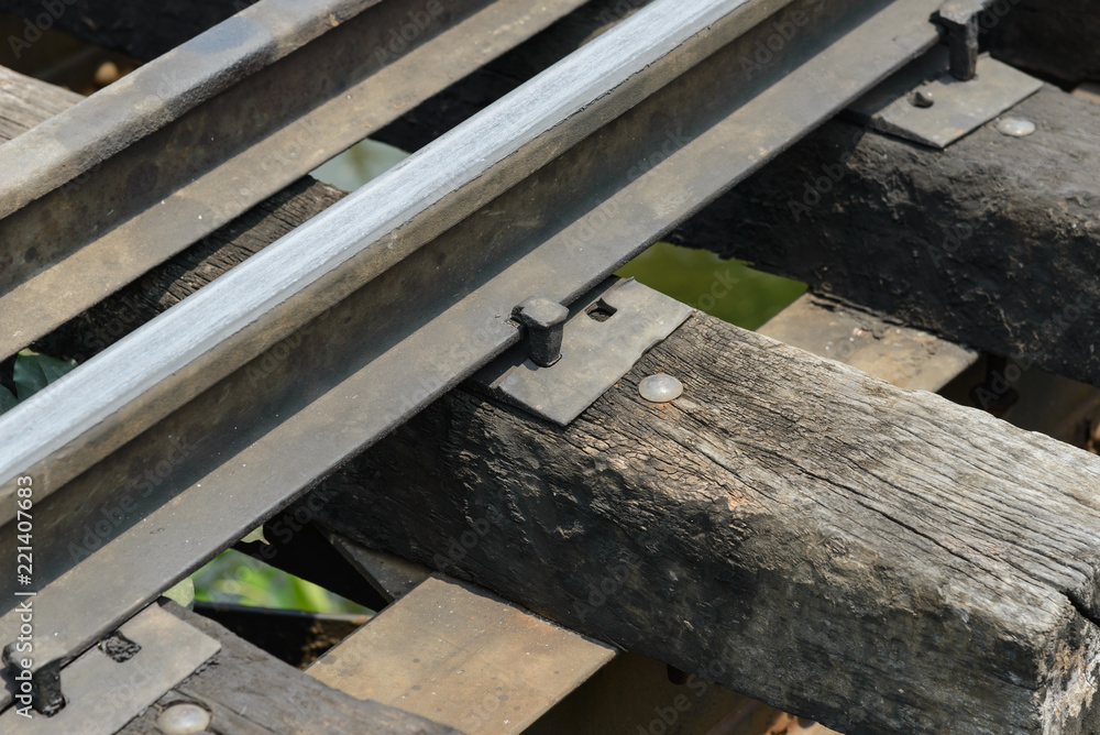 Detail of railway track - railroad landscape Detail of railway track - railroad landscape