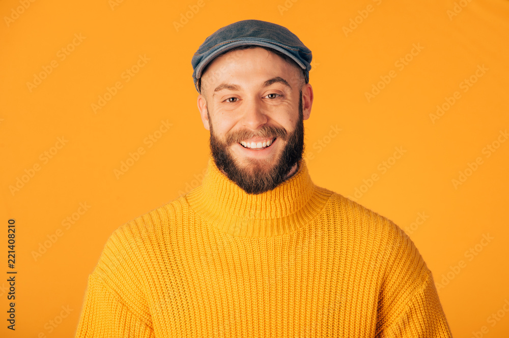 Fototapeta premium Hipster man on studio portraits set