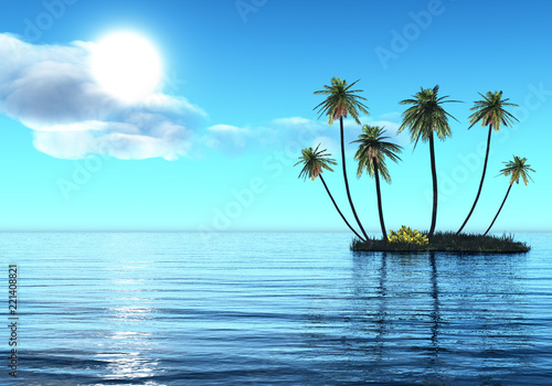 Group of palms on a small island