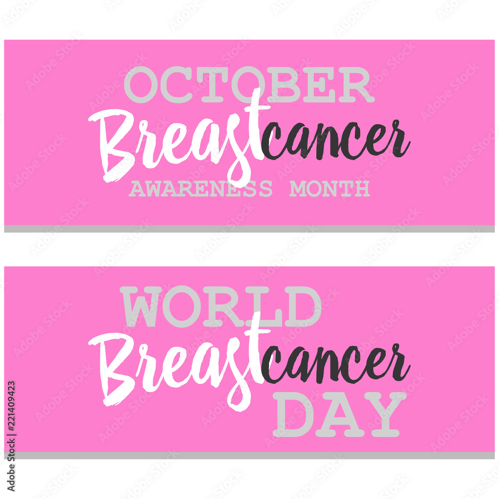 Breast cancer awareness vector ads banners set