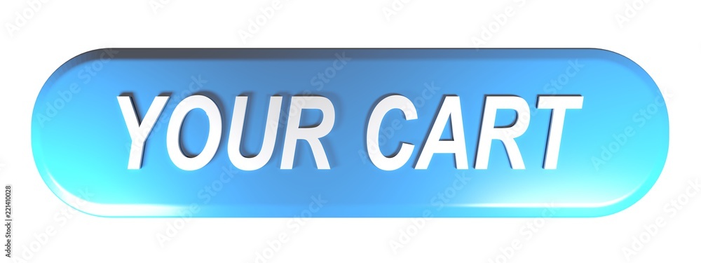 YOUR CART blue push button - 3D rendering YOUR CART blue push button - 3D rendering
