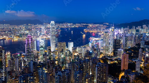 Hong Kong city at night © leungchopan