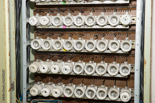 Wallpaper Mural Old electrical fuse box with porcelain fuses Torontodigital.ca