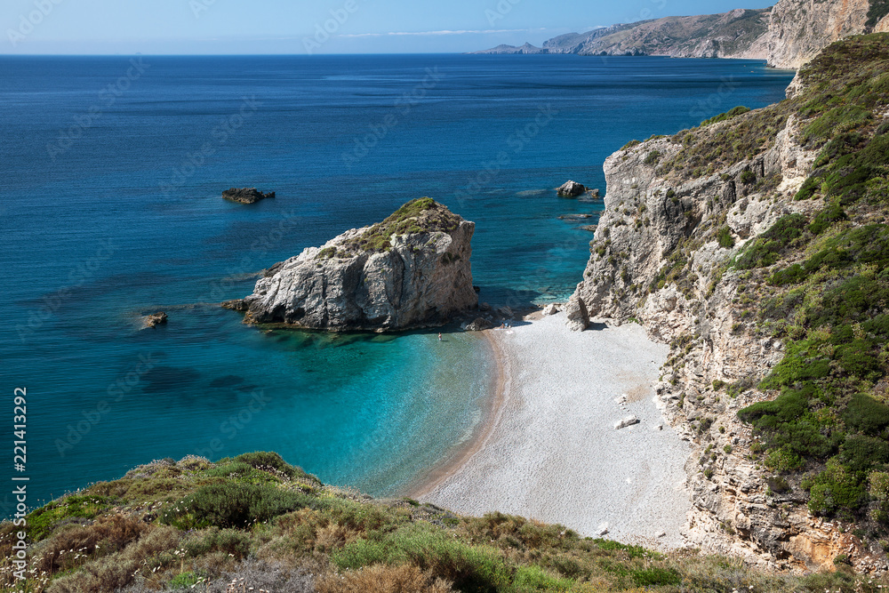 Kaladi beach on island of Kythira, Ionian, Greece