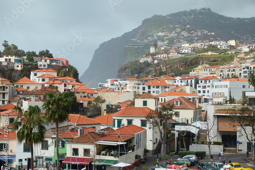 View of Câmara de Lobos in Madeira with Cape Girao on the background