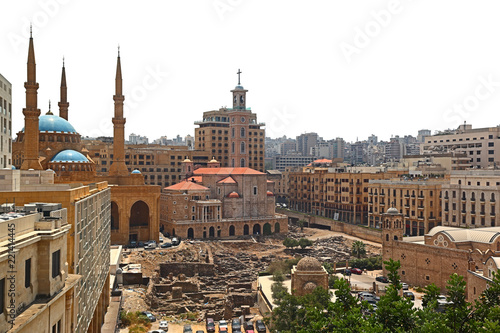 Downtown Beirut Skyline on a white background