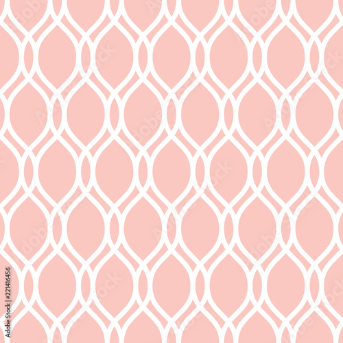 Seamless ornament. Modern pink and white background. Geometric modern pattern