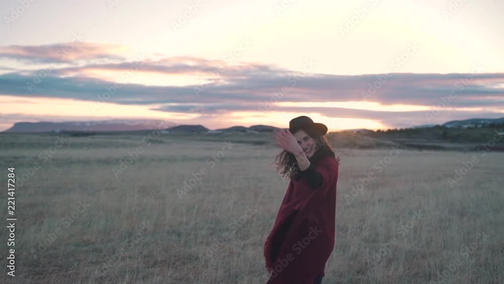 happy smiling girl walks in the field. happy smiling girl walks in the field.