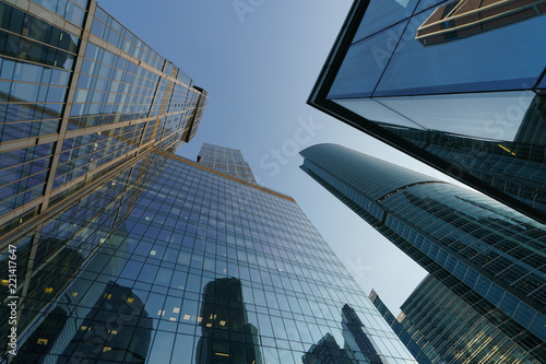 Moscow-City skyscrapers made of glass and metal. This is modern business district of Moscow photo