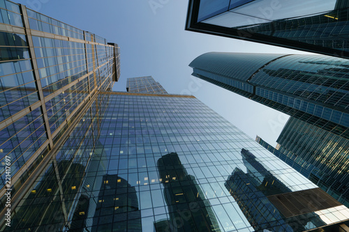 Moscow-City skyscrapers made of glass and metal. This is modern business district of Moscow photo