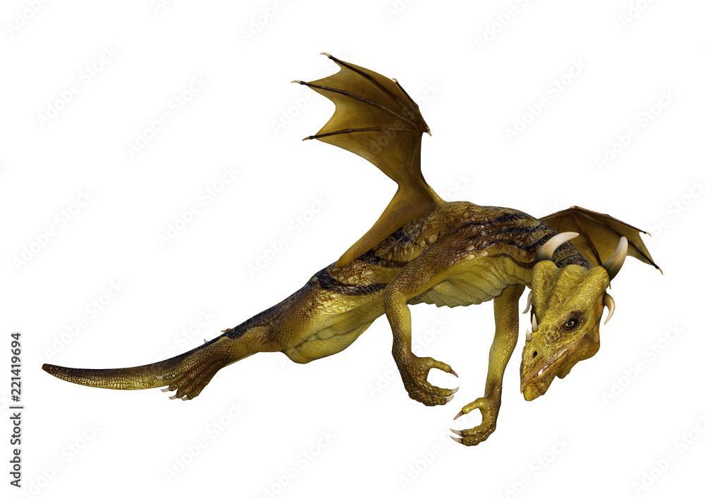 3D Rendering Fantasy Dragon on White 3D Rendering Fantasy Dragon on White
