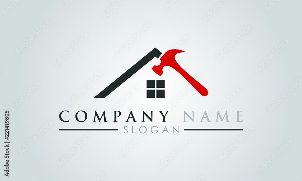 Roof Home Repair Logo Stock Vector 