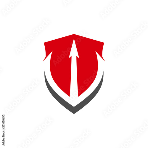 Trident with Shield logo design vector