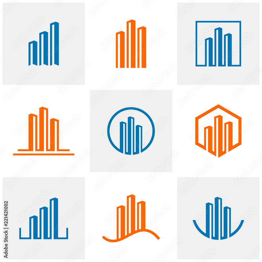 Set of Modern line art City logo template, Simple City logo design vector Set of Modern line art City logo template, Simple City logo design vector
