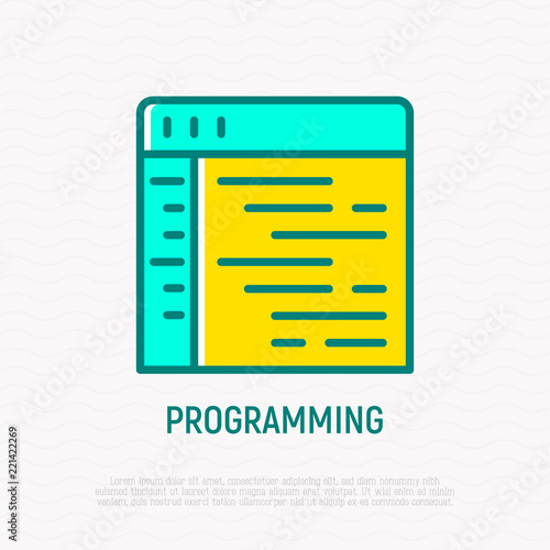 Programming thin line icon. Modern vector illustration of wed page development.