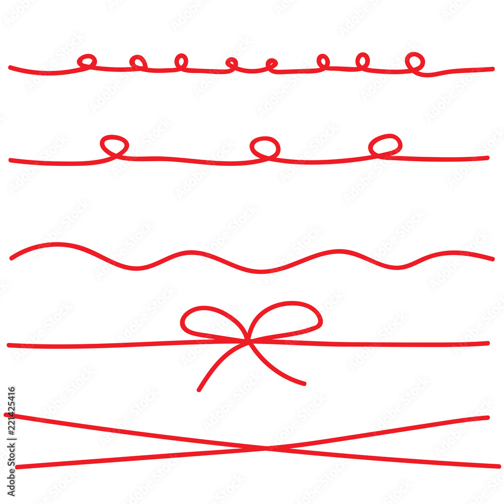 red string ribbons set- vector illustration red string ribbons set- vector illustration