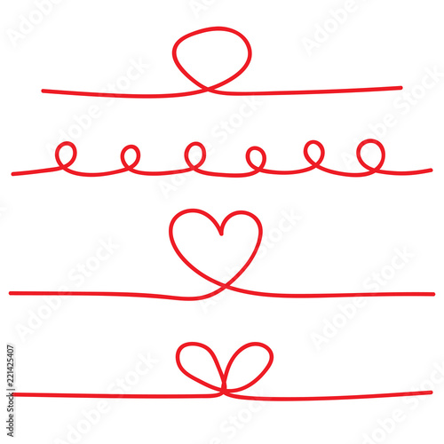 red string ribbons set icon- vector illustration