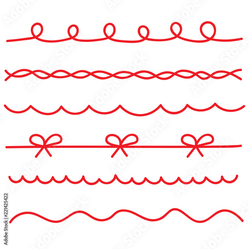 set of red string ribbons- vector illustration