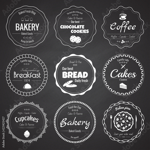 Set of 9 circle bakery labels