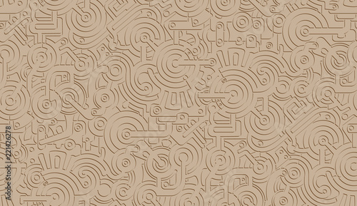 Seamless Vector Mechanical Pattern Texture. Isolated. Steampunk. Light Beige and Brown
