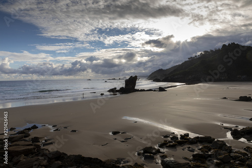 beach playa de aguilar and pena el caballar on the north coast of spain,asturias photo