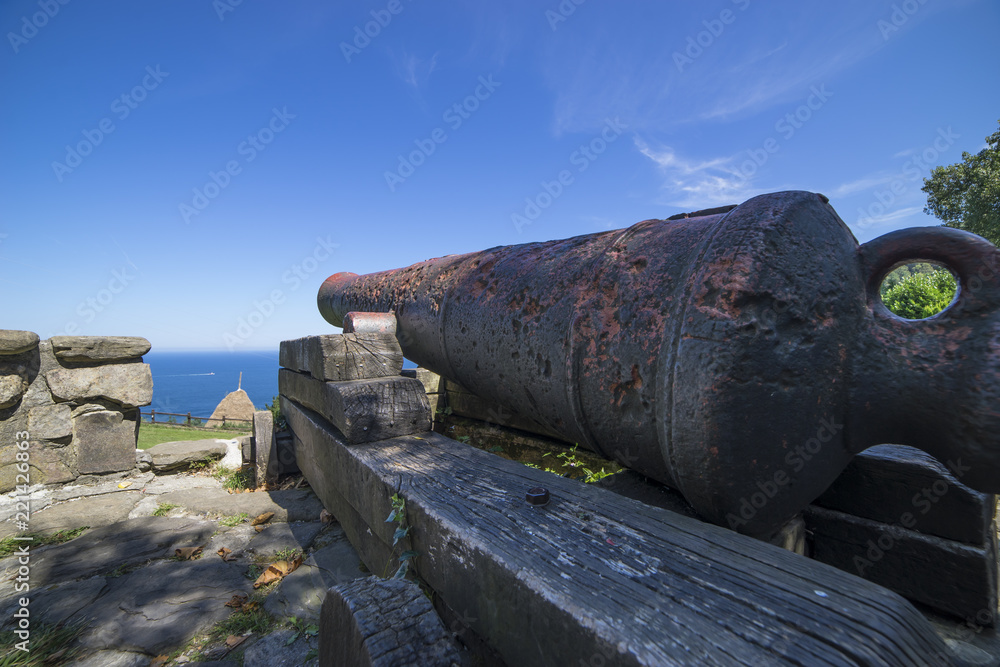 Defense, Iron Canon at Coast of the Basque Country in north of Spain