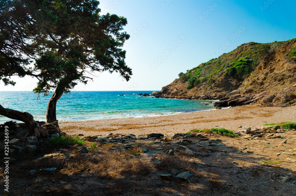 Beach Kedros on the aegean island Samos 