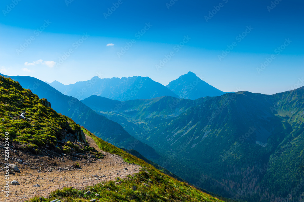 Sunny summer day on a high mountain in the Tatra Mountains, Poland
