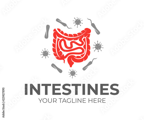 Intestines and bacteria, logo design. Health, medicine, hygiene and healthcare, vector design and illustration