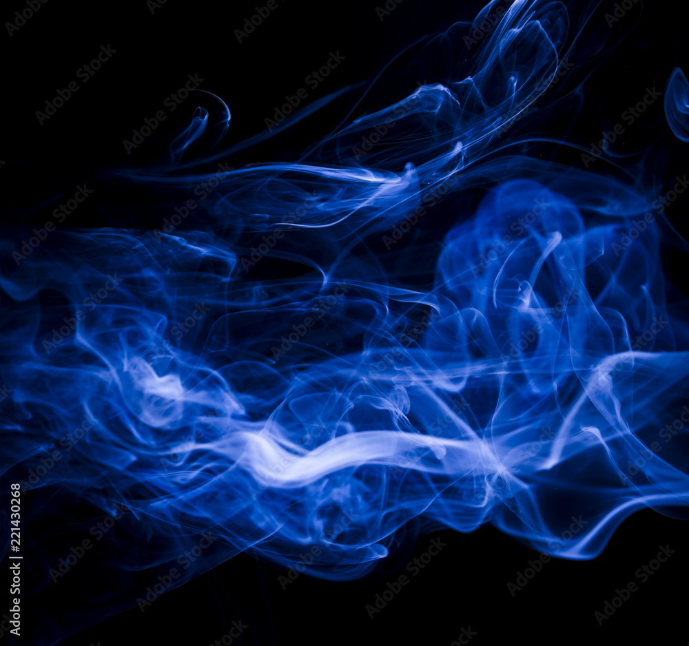 Blue smoke on black background Blue smoke on black background