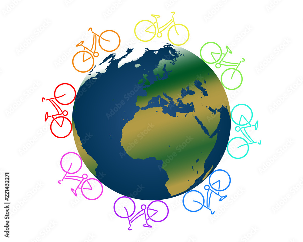 Bicycles planet earth eco vector illustration 