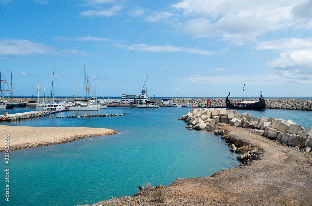 View of the marina San Miguel. Tenerife South, Canary Islands, Spain. 