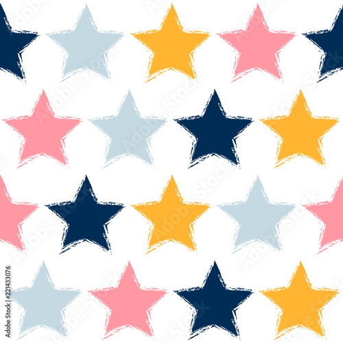 Abstract handmade seamless pattern background. Childish handcrafted wallpaper for design card, baby nappy, diaper, scrapbook, holiday wrapping paper, textile, bag print, t shirt etc.