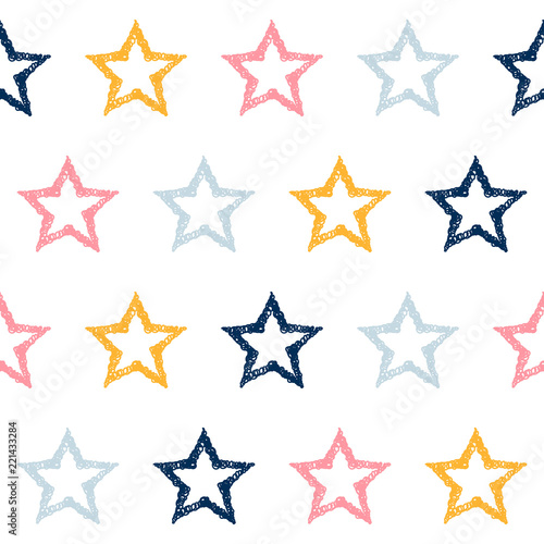 Abstract handmade seamless pattern background. Childish handcrafted wallpaper for design card, baby nappy, diaper, scrapbook, holiday wrapping paper, textile, bag print, t shirt etc.