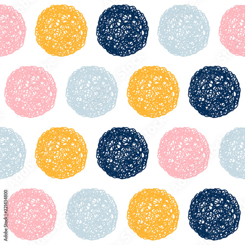 Abstract handmade seamless pattern background. Childish handcrafted wallpaper for design card, baby nappy, diaper, scrapbook, holiday wrapping paper, textile, bag print, t shirt etc.