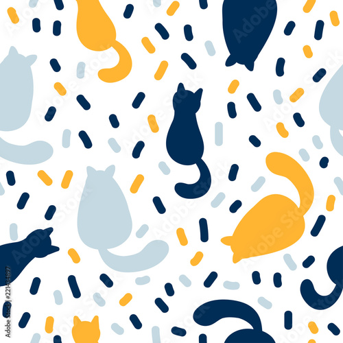 Abstract handmade seamless pattern background. Childish handcrafted wallpaper for design card, baby nappy, diaper, scrapbook, holiday wrapping paper, textile, bag print, t shirt etc.
