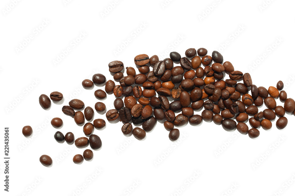 Fried coffee grains background space for text Fried coffee grains background space for text